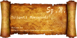 Szigeti Manassé névjegykártya